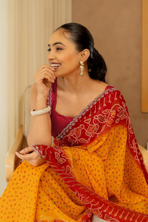Vasthrlay Fashion Georgette Leheriya Printed Ethnic Wear