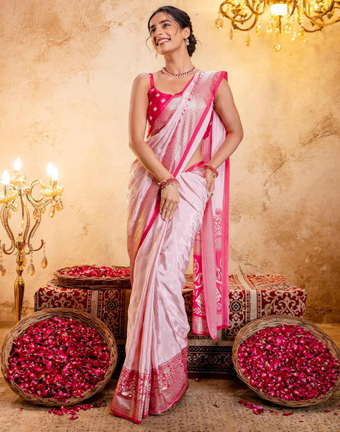 Vasthrlay Womens Printed Unstitched Light Green Saree