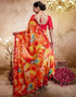 Vasthrlay Georgette Printed Unstitched Orange Saree