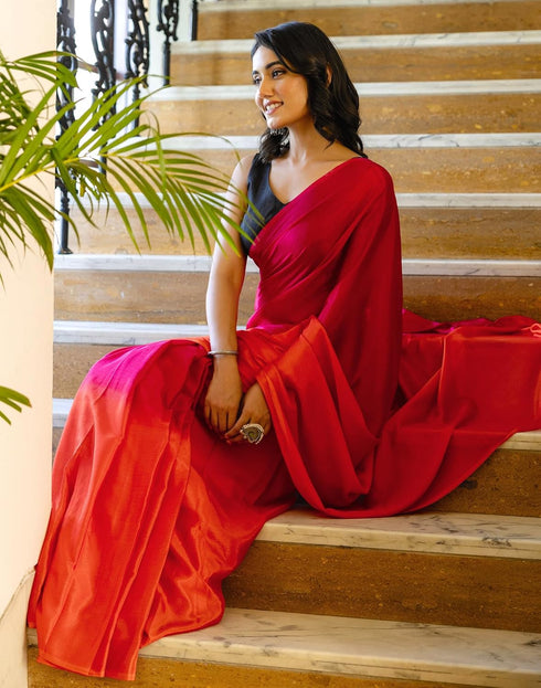 Vasthrlay Womens Cotton Unstitched Rani Pink Saree