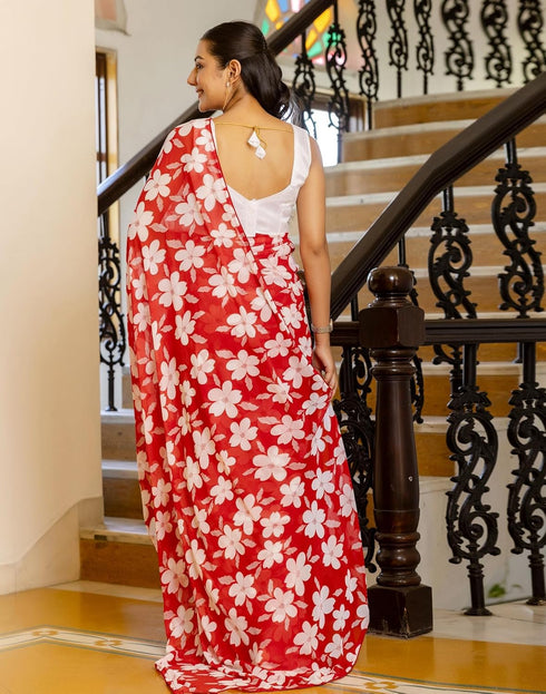 Vasthrlay Georgette Printed Unstitched Lavender Saree