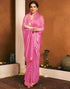 Vasthrlay Chiffon Bandhani Pink Saree With Unstitched Blouse Piece