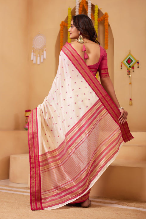 Vasthrlay Orange Jacquard Unstitched Saree