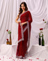 Vasthrlay Chiffon Scalloped Unstitched Maroon Saree