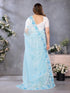 Vasthrlay Blue Embroidery Unstitched Saree