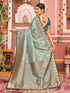 Vasthrlay Banarasi Light Turquoise Saree With Unstitched Blouse Piece