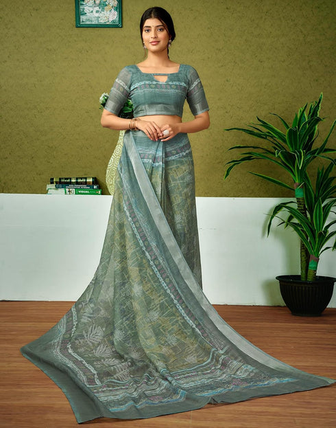 Vasthrlay Womens Cotton Printed Brown Saree