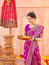 Vasthrlay Weaving Paithani Unstitched Teal Saree