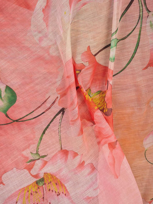 Vasthrlay Digital Printed Unstitched Pink Saree