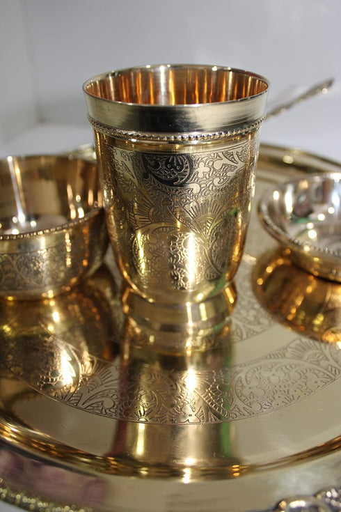 Pure Brass 6 Pcs Dinner Set |Thali Set