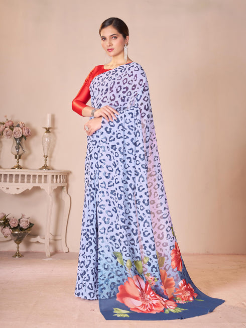 Vasthrlay Green Georgette Unstitched Saree