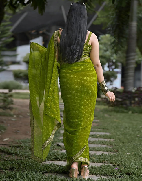 Vasthrlay Georgette Leheriya Unstitched Blue Saree