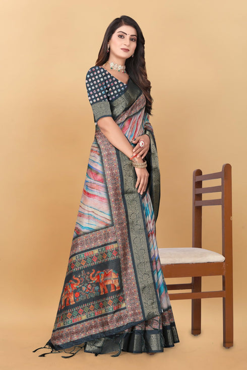 Vasthrlay Kanjivaram Elephant Unstitched Saree