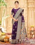 Vasthrlay Womens Paithani Purple Saree With Unstitched Blouse Piece