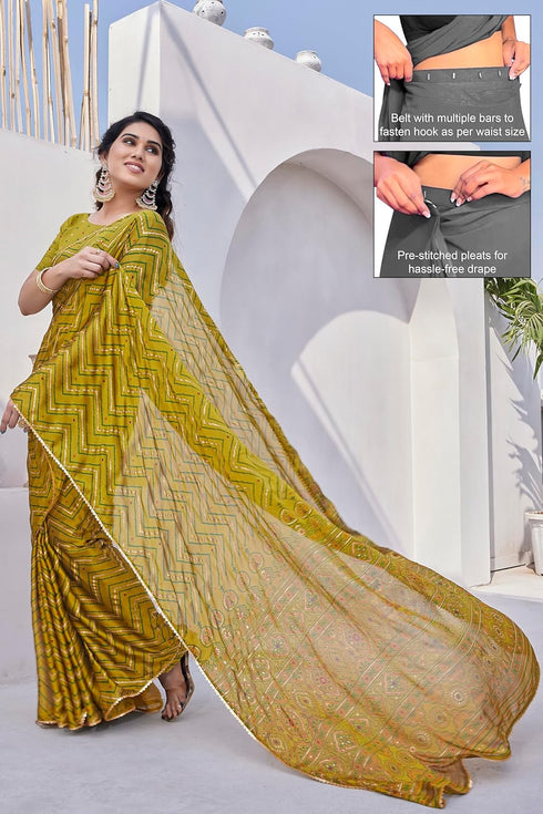 Vasthrlay Fashion Chiffon Chevron Printed Ethnic Wear