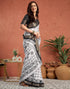 Vasthrlay Womens Printed Unstitched White Saree