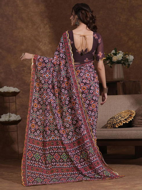 Vasthrlay Georgette Printed Blue Saree