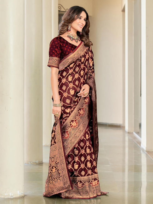 Vasthrlay Kanjivaram Satin Orange Ethnic Wear
