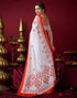 Vasthrlay Womens Printed Unstitched White Saree