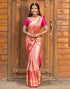 Vasthrlay Banarasi Jacquard Unstitched Beige Saree