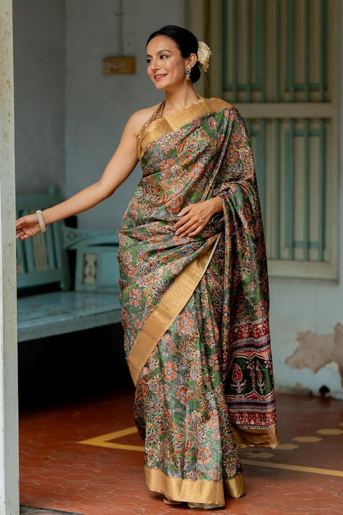 Vasthrlay Fashion Handloom Printed Dusty Ethnic Wear