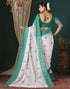 Vasthrlay Georgette Bandhani Unstitched White Saree