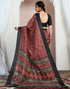 Vasthrlay Bandhani Printed Maroon Saree With Black Unstitched Blouse Piece