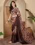 Vasthrlay Printed Georgette Unstitched Brown Saree