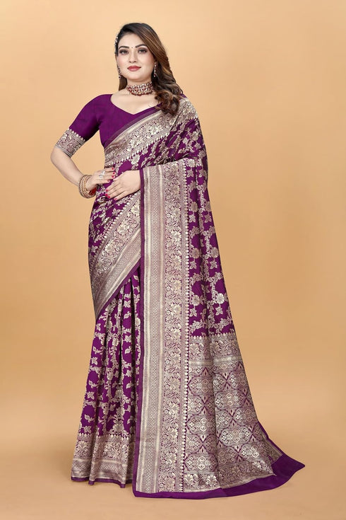 Vsathrlay Saree Kanjivaram Silk Pari Maroon