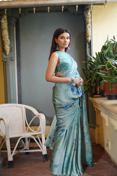 Vasthrlay Fashion Chiffon Printed Dusty Ethnic Wear