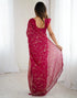 Vasthrlay Red Unstitched Saree