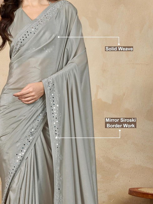 Vasthrlay Siroski Unstitch Grey Ethnic Wear