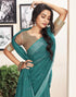 Vasthrlay Printed Striped Unstitched Peach Saree