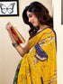 Vasthrlay Womens Printed Unstitched White Saree