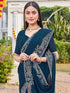 Vasthrlay Scalloped Embroidery Dark Saree