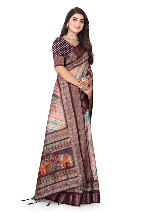 Vasthrlay Kanjivaram Elephant Unstitched Saree
