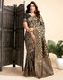 Vasthrlay Womens Jacquard Black Saree With Unstitched Blouse Piece