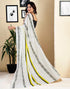 Vasthrlay Womens Printed Unstitched White Saree