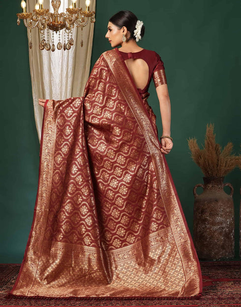 Vasthrlay Maroon Traditional Unstitched Saree