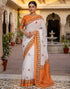 Vasthrlay Womens Printed Unstitched Peach Saree