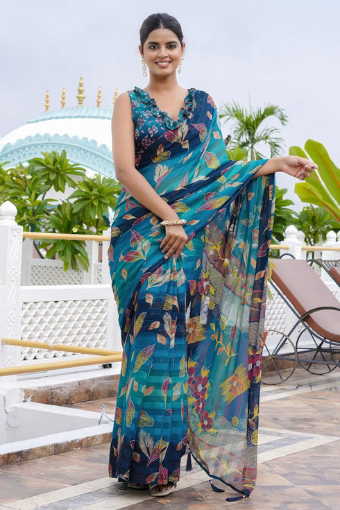 Vasthrlay Fashion Georgette Geometric Printed Ethnic Wear