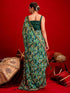 Vasthrlay Chiffon Tassels Unstitched Dark Green Saree