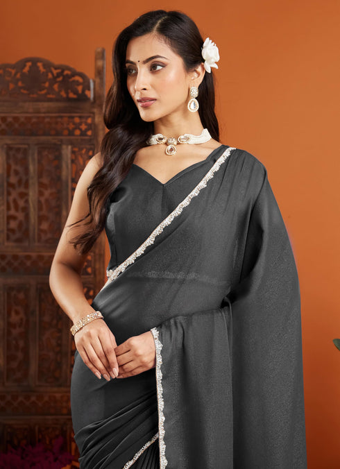 Vasthrlay Lavender Border Unstitched Saree