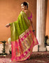 Vasthrlay Paithani Banarasi Unstitched Green Saree