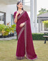 Vasthrlay Georgette Scalloped Unstitched Red Saree