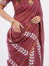 Vasthrlay Maroon Women'S Chevron Printed Linen Saree