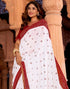 Vasthrlay Bandhani Georgette Unstitched White Saree