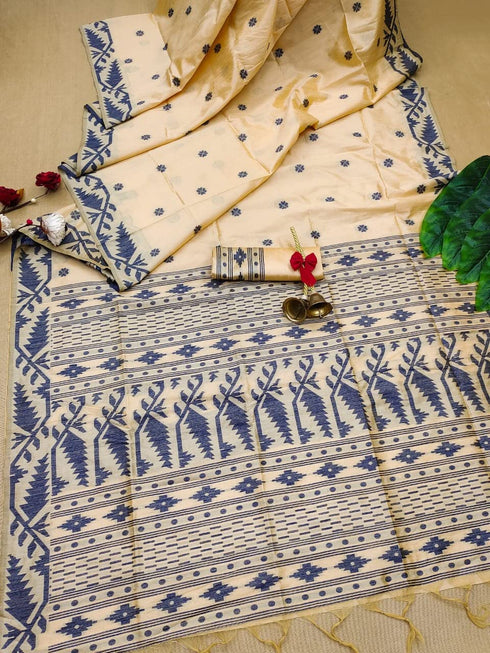 Vasthrlay Tussar Kalamkari Geometric Design Thread