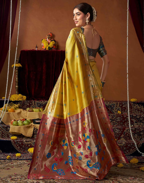 Vasthrlay Womens Paithani Unstitched Pink Saree