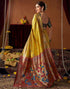 Vasthrlay Womens Paithani Paroot Green Saree With Green Unstitched Blouse Piece